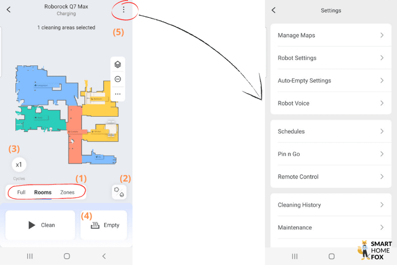 Startbildschirm der Roborock Q7 Max App